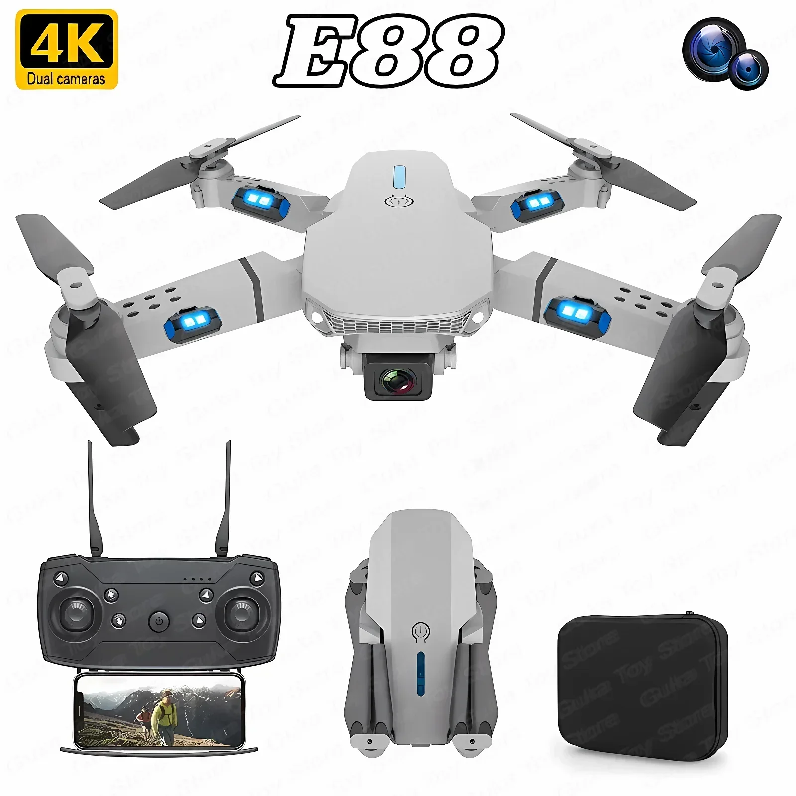 E88 Pro WIFI FPV Drone Wide An - Drone Rc With Screen ulasan dan harga