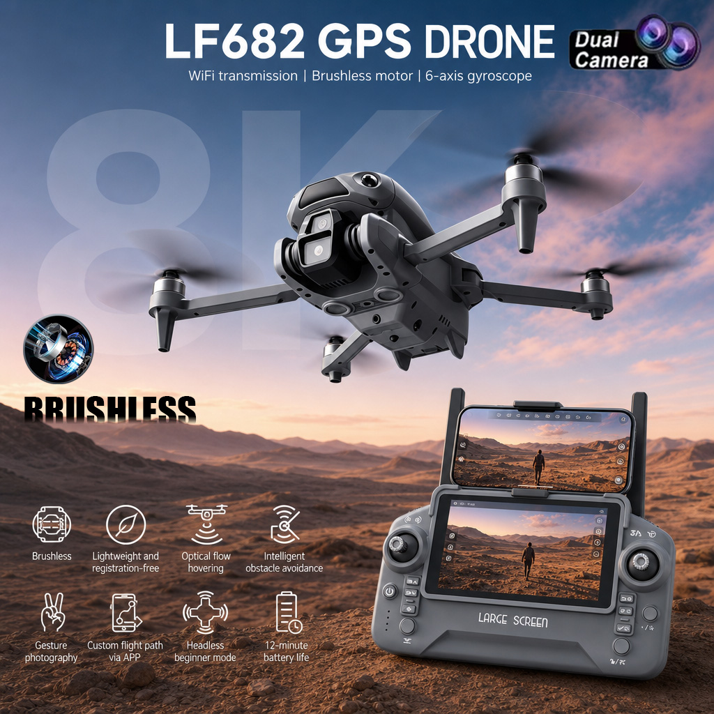 New LF682 Drone 8K Dual Camera - Gps Module Drone ulasan dan harga